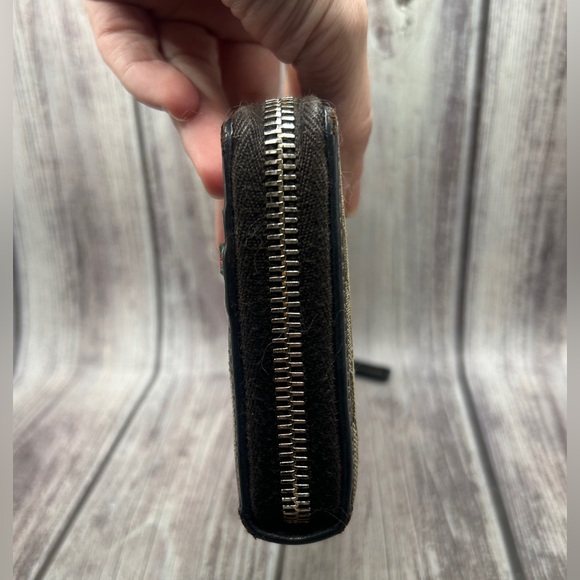 GUCCI Sherry Line GG Canvas & Leather Bow Detail Zip Long Wallet Beige Brown - Picture 7 of 15